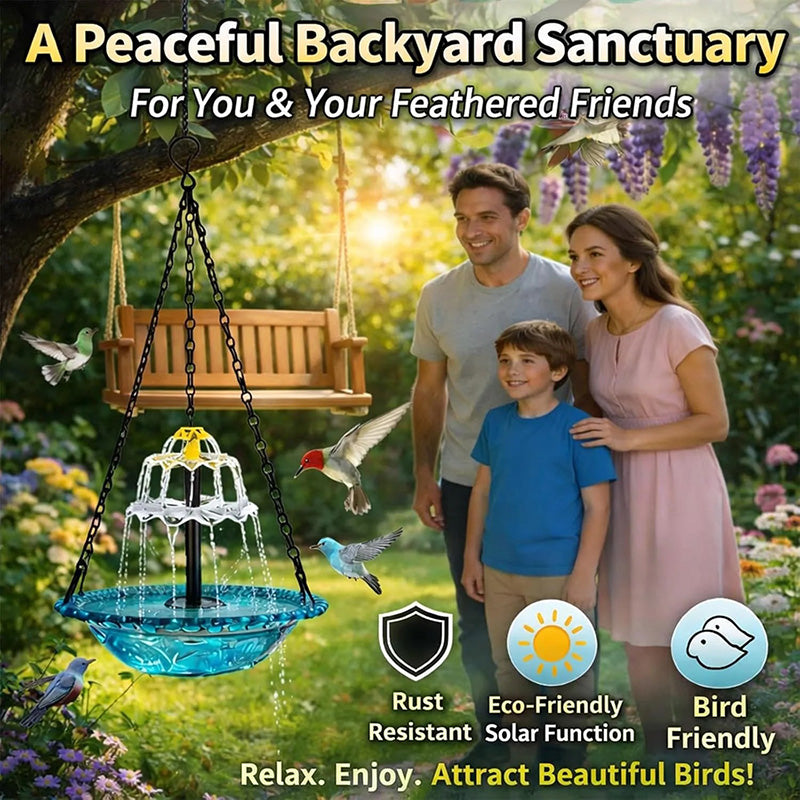 Solar-Powered Hanging Bird Bath Fountain
