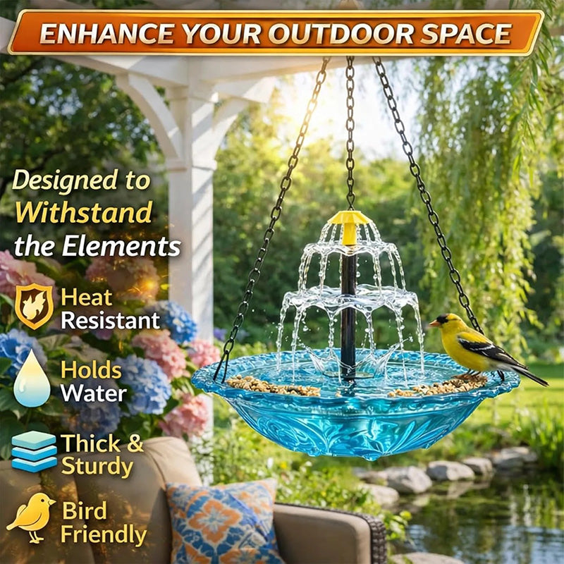 Solar-Powered Hanging Bird Bath Fountain