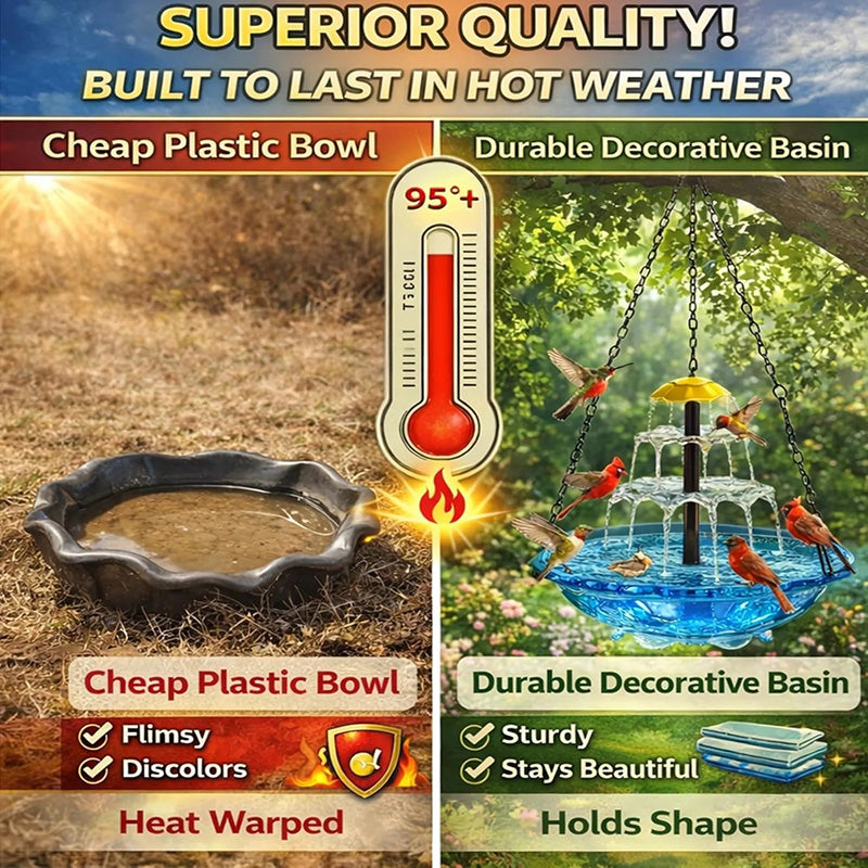 Solar-Powered Hanging Bird Bath Fountain
