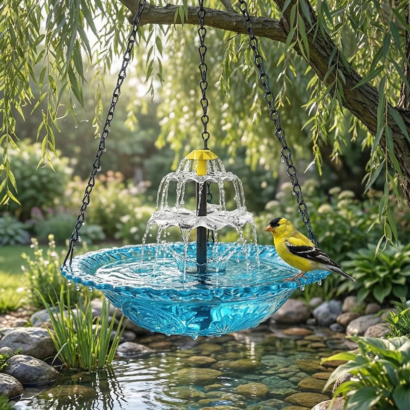 Solar-Powered Hanging Bird Bath Fountain