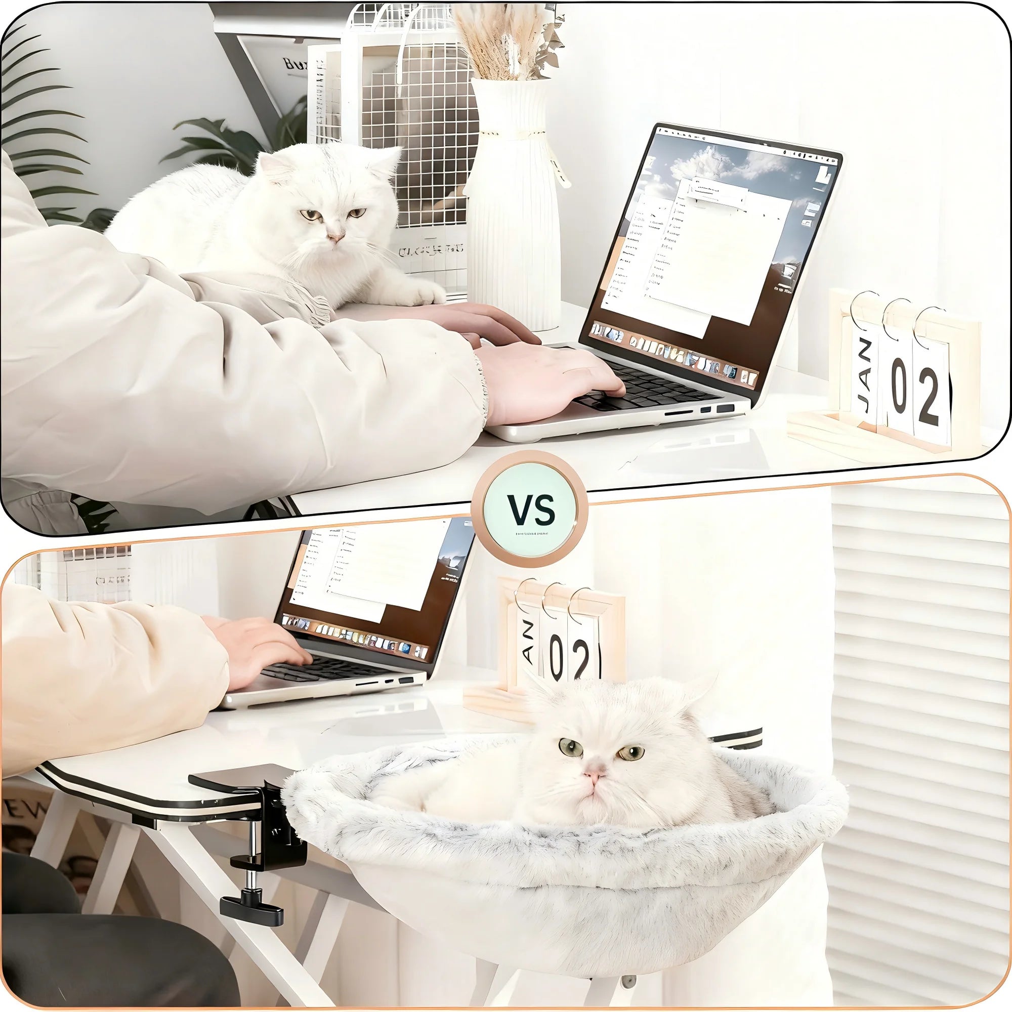 Keep Your Cat Close Desk-Mounted Hammock Cat Bed with Removable Washable Cover