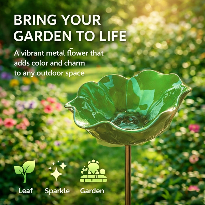π¦ Handmade Metal Flower Garden Stake β Bird Bath & Outdoor Decor for Nature Lovers πΈ