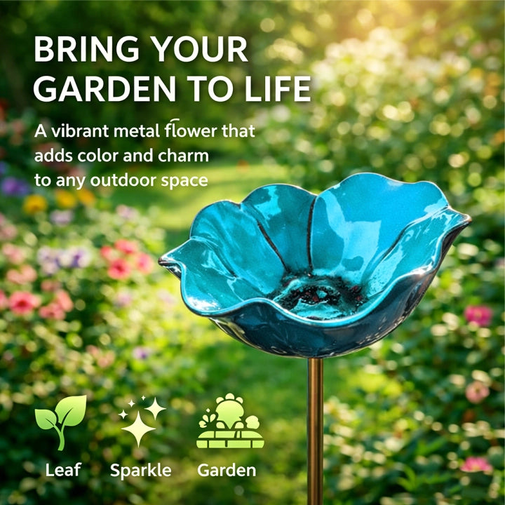 π¦ Handmade Metal Flower Garden Stake β Bird Bath & Outdoor Decor for Nature Lovers πΈ