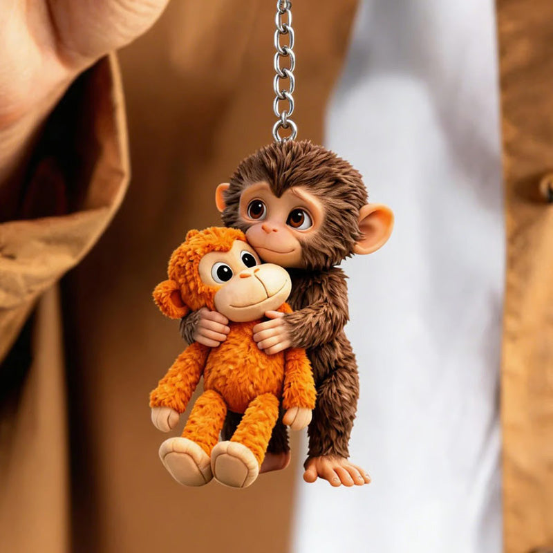 🐵 3D Viral Punch Monkey Keychain 💕🎁Emotional Gift for Animal Lovers, Family, Friends, Loved Ones