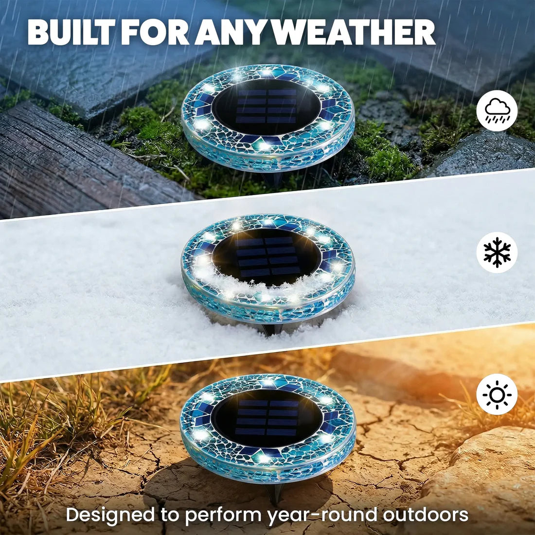 4 Pack Solar Outdoor Mosaic Disk Lights