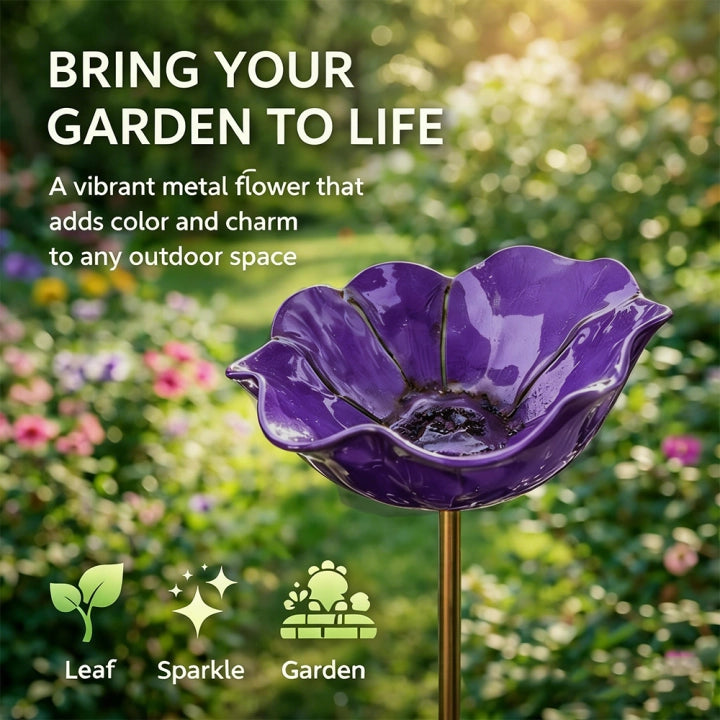 π¦ Handmade Metal Flower Garden Stake β Bird Bath & Outdoor Decor for Nature Lovers πΈ