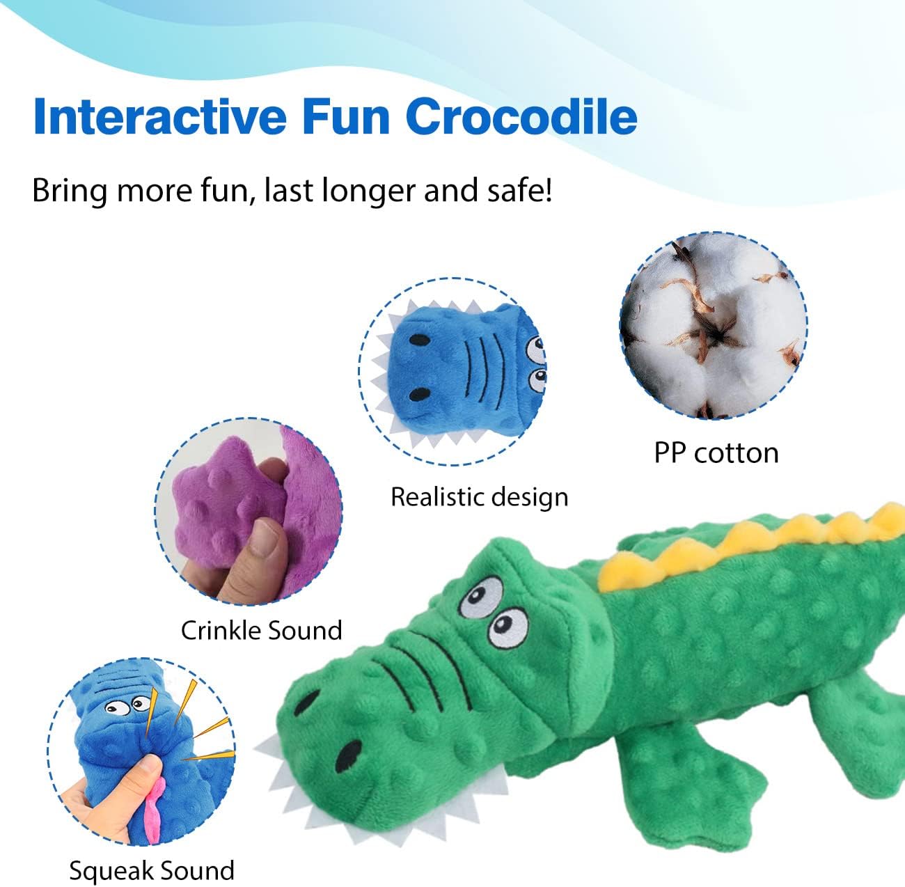 Squeaky crocodile plush for aggressive chewers ๐