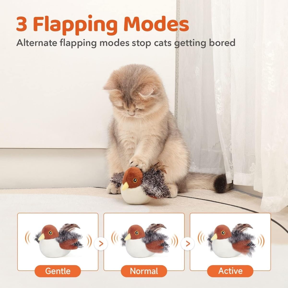 Interactive Flapping Bird Cat Toys with Remote-Controlled