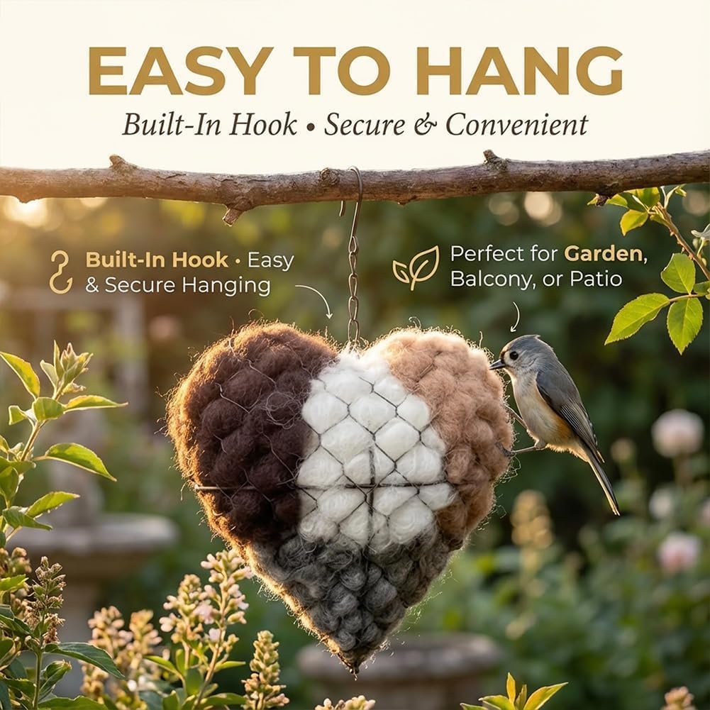 2 Pack Alpaca Fiber Bird Nesting Heart