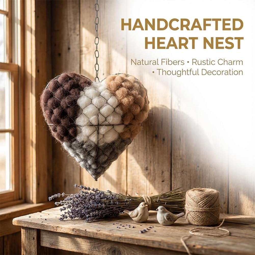 2 Pack Alpaca Fiber Bird Nesting Heart