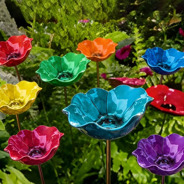π¦ Handmade Metal Flower Garden Stake β Bird Bath & Outdoor Decor for Nature Lovers πΈ