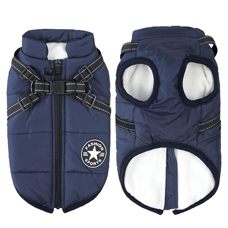 Waterproof Winter Jacket with Built-in Harness For Dogs