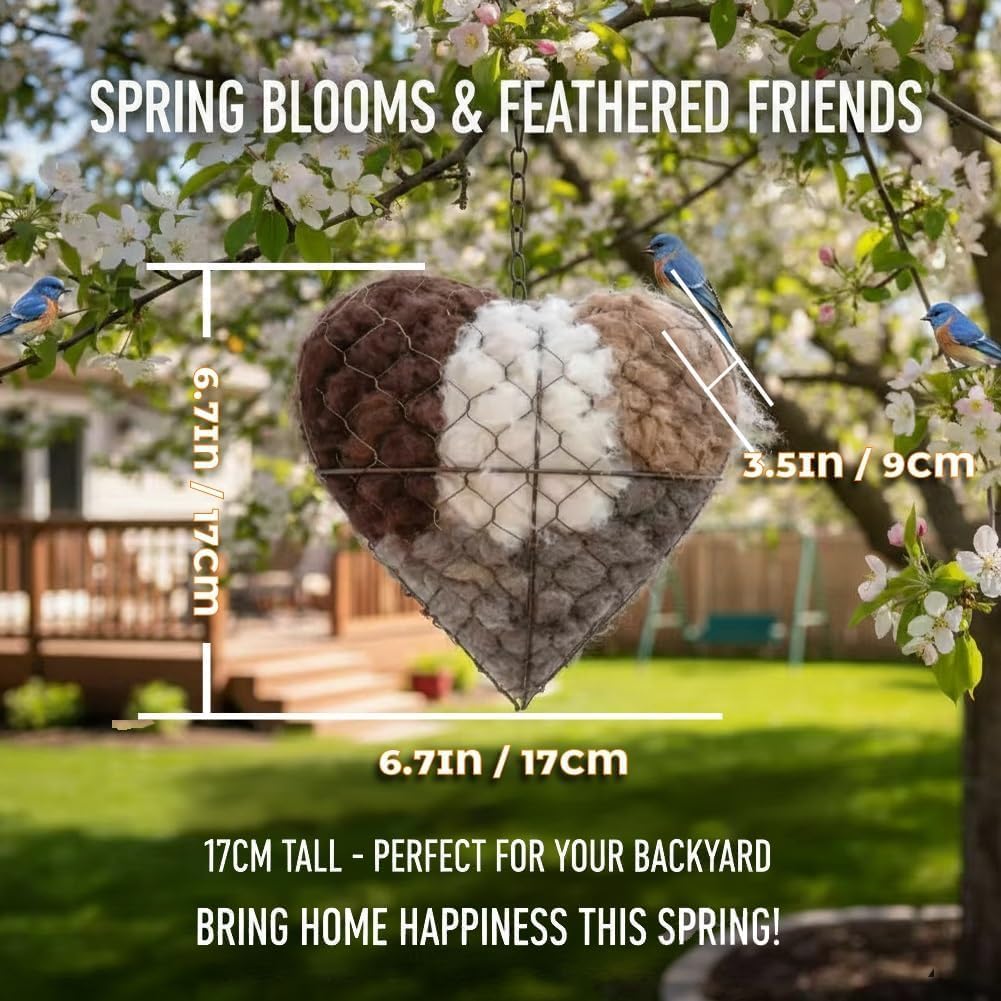 2 Pack Alpaca Fiber Bird Nesting Heart