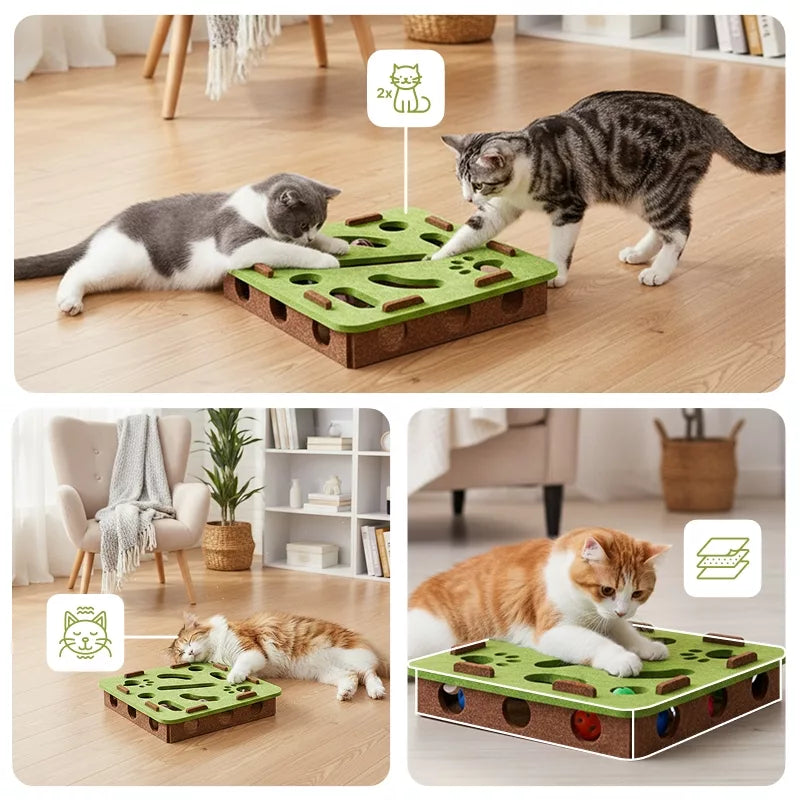 Cat Scratch Puzzle Enrichment Box: Nail File Stress Free Alternative to Clippers and Grinders