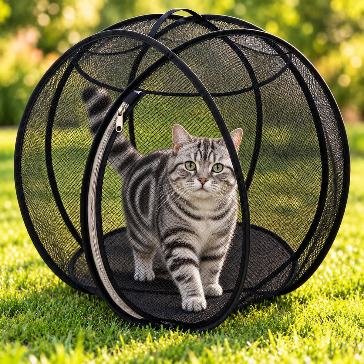 Rolling 360° Panoramic Cat Playpen, Cat Hamster Ball for Outside