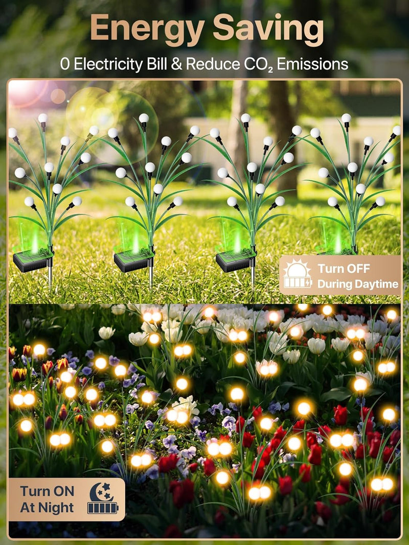 Solar Garden Lights - 2024 New Upgraded Leaf Design 10 LED Solar Firefly Lights