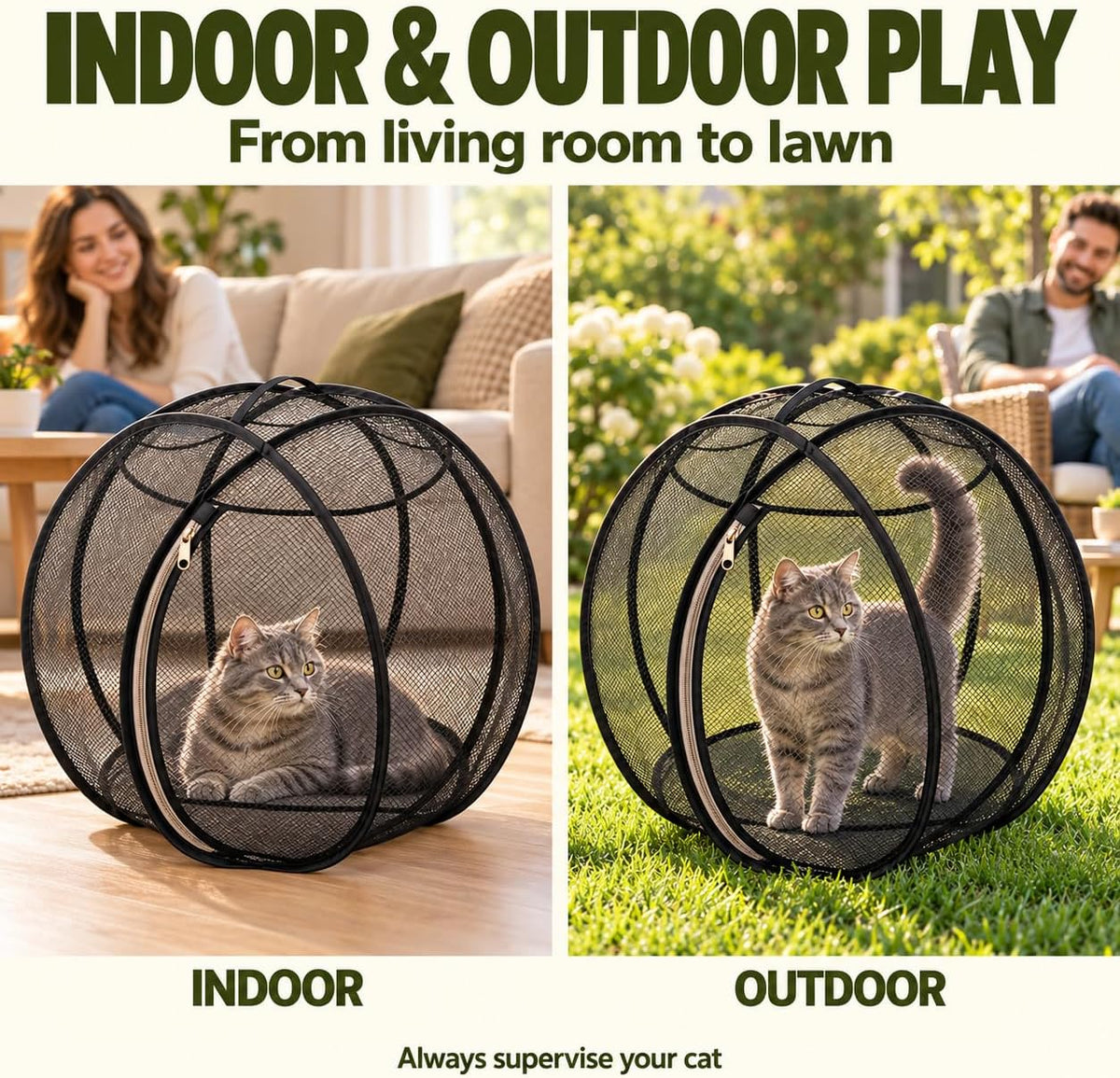 Rolling 360° Panoramic Cat Playpen, Cat Hamster Ball for Outside
