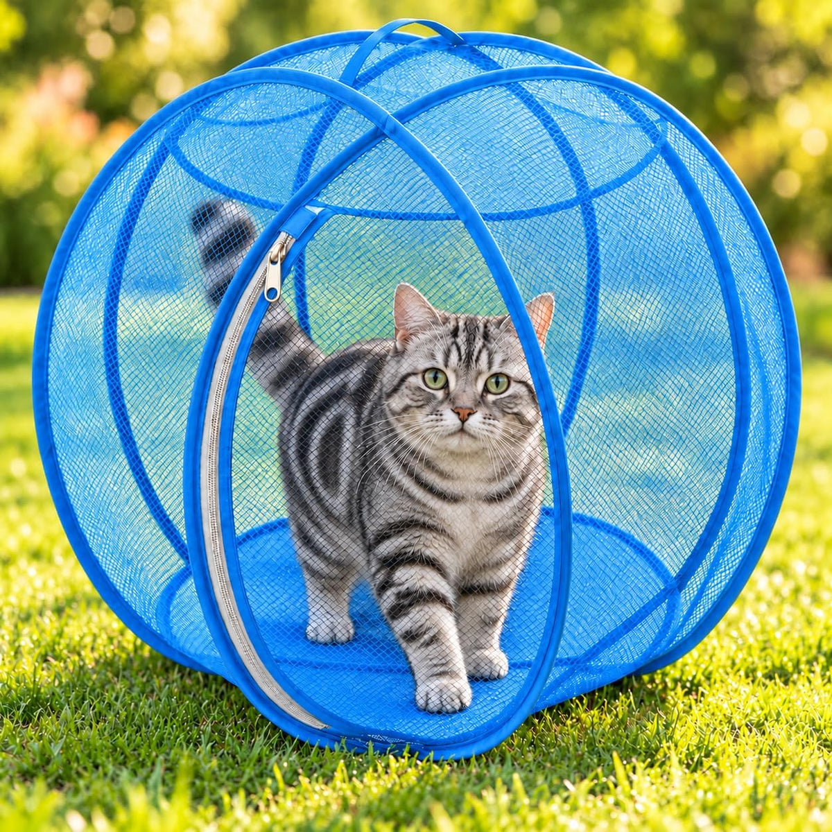 Rolling 360° Panoramic Cat Playpen, Cat Hamster Ball for Outside