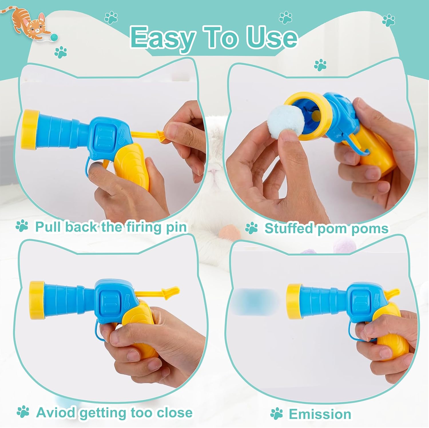 Interactive Cat Ball Toy Launcher Gun | Cat Balls Fetch Toy