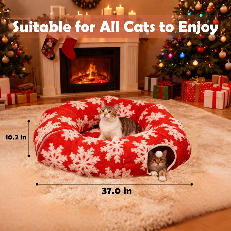 This christmas tree cat tunnel provides a roomy, circular design that allows multiple cats to run, chase, and explore together. It turns your Christmas tree area into a fun playground for curious kittens.