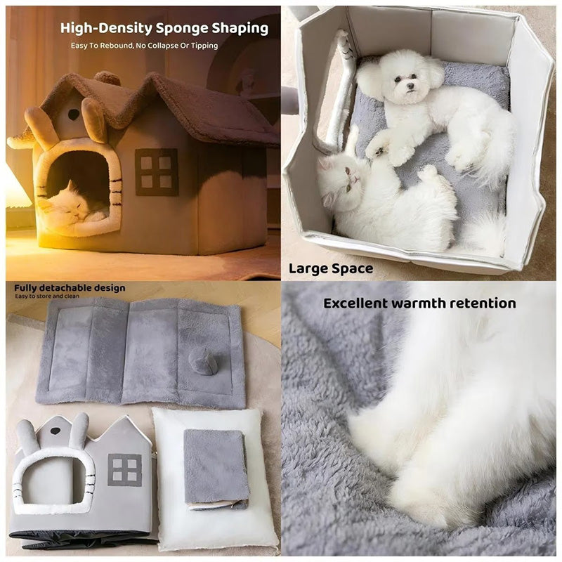 Cozy Pet House Tent Bed with Removable and Washable Cushion