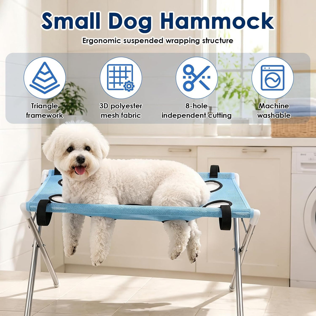 Pet Grooming Hammock with Adjustable Straps for Trimming Bathing Brushing