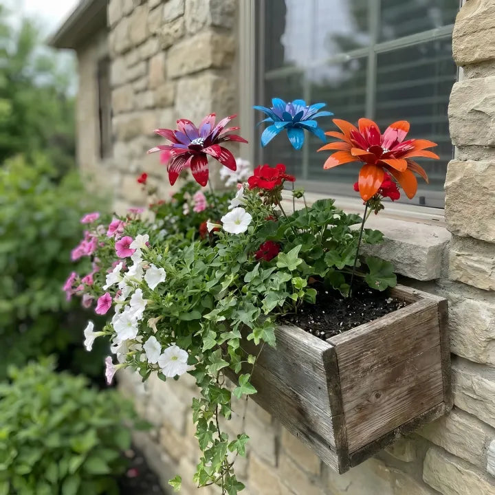 Handmade Colorful Metal Flowers Garden Stakes