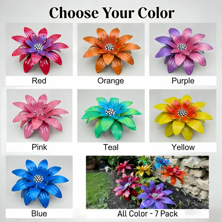 Handmade Colorful Metal Flowers Garden Stakes