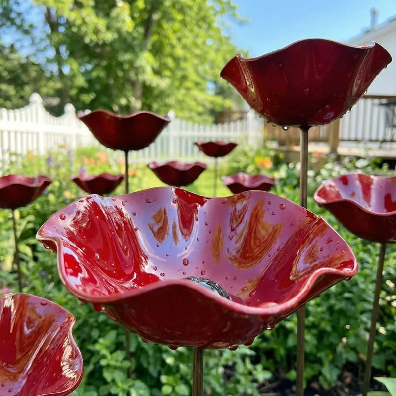 π¦ Handmade Metal Flower Garden Stake β Bird Bath & Outdoor Decor for Nature Lovers πΈ