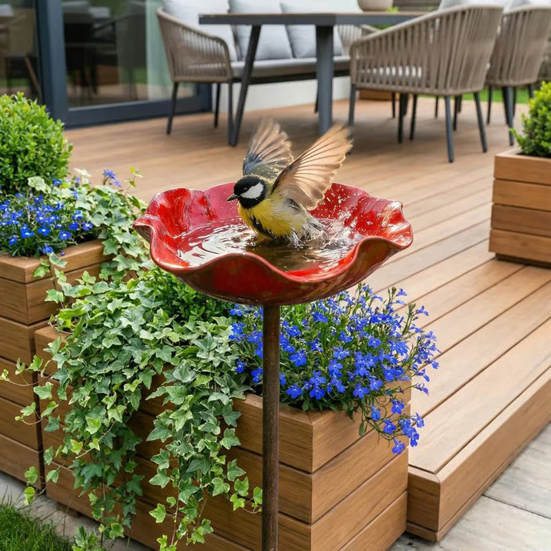 π¦ Handmade Metal Flower Garden Stake β Bird Bath & Outdoor Decor for Nature Lovers πΈ