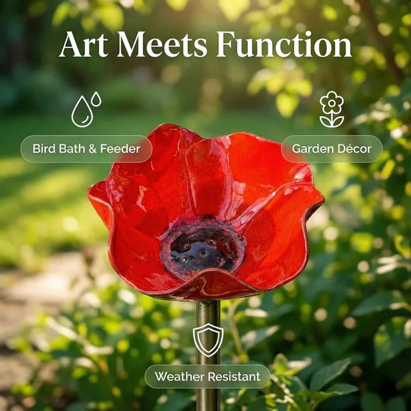 π¦ Handmade Metal Flower Garden Stake β Bird Bath & Outdoor Decor for Nature Lovers πΈ