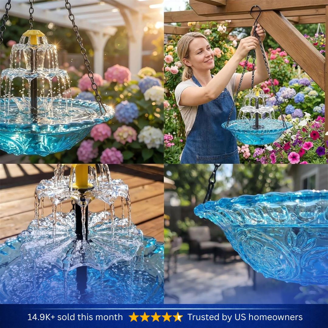 🐦 Solar Cascade Hanging Bird Bath Fountain