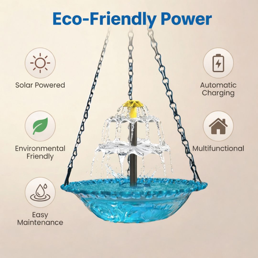 🐦 Solar Cascade Hanging Bird Bath Fountain