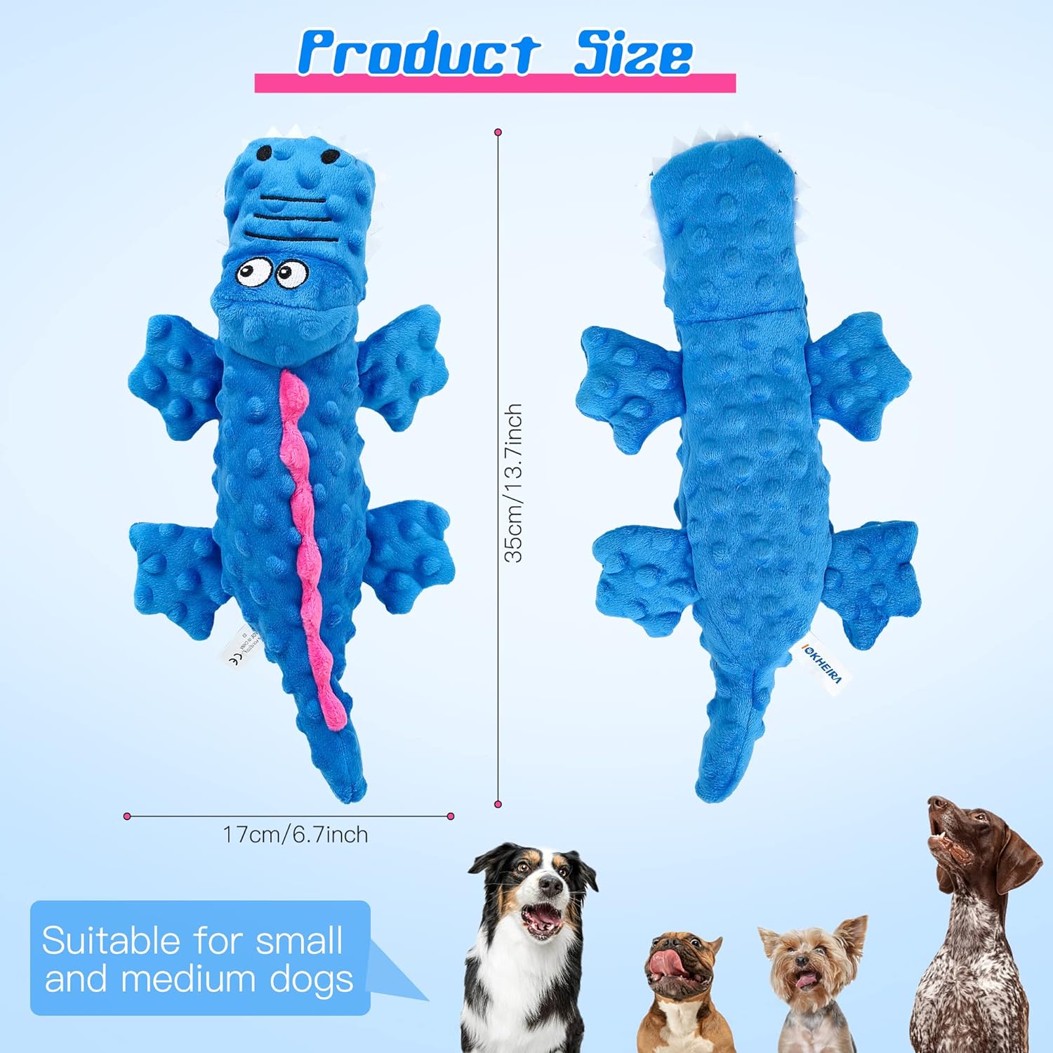 Squeaky crocodile plush for aggressive chewers ๐
