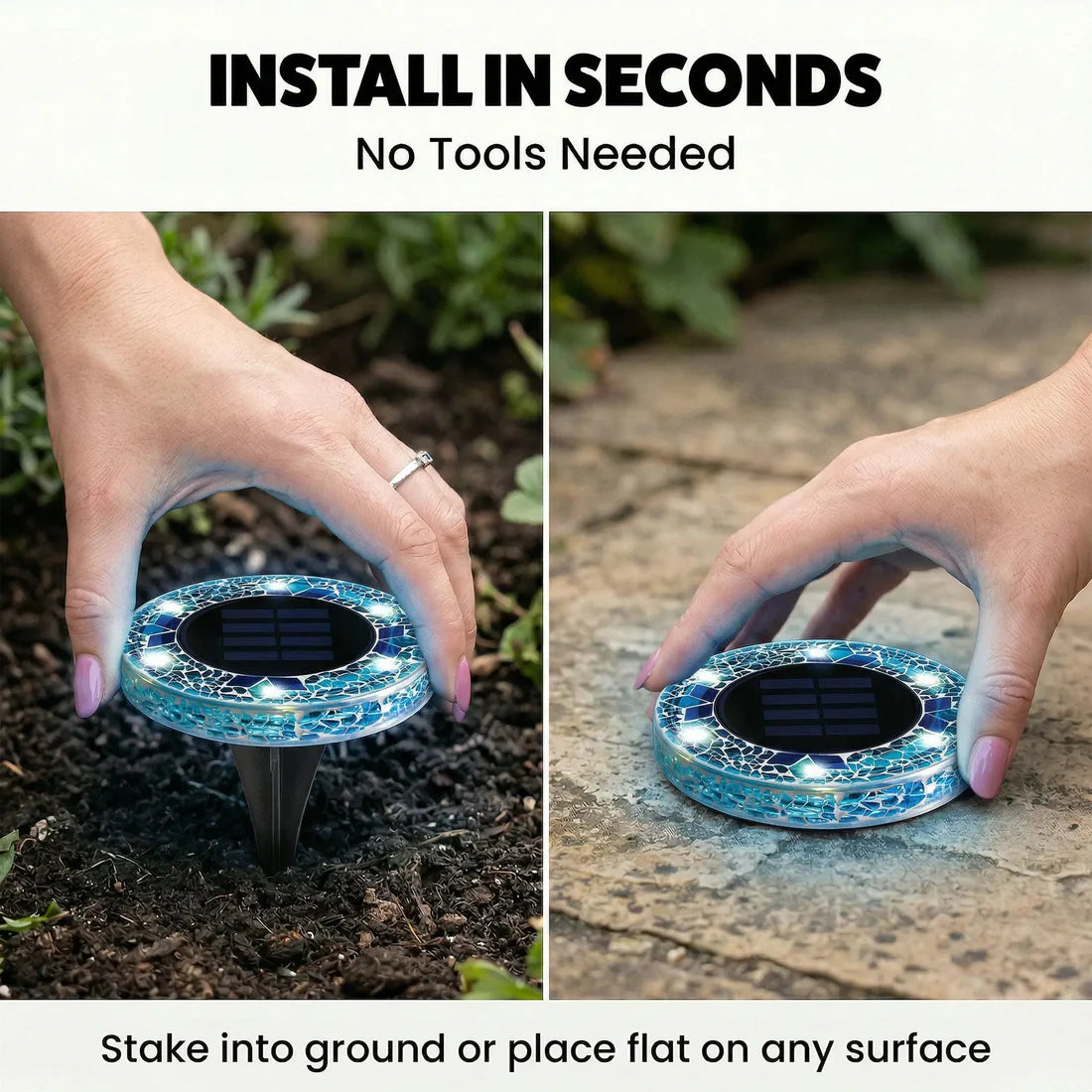 4 Pack Solar Outdoor Mosaic Disk Lights