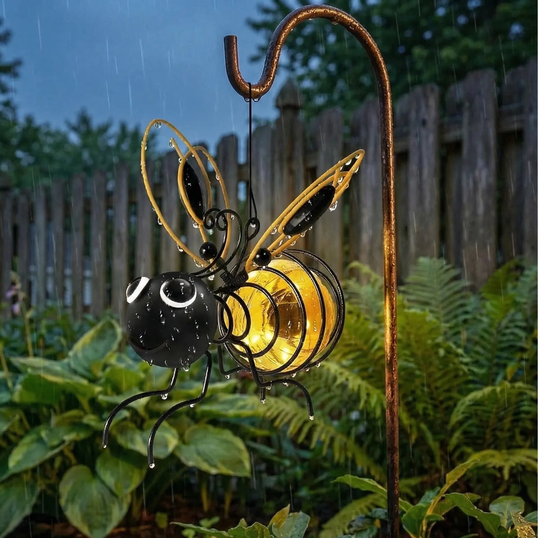 Hanging Bee Solar Light Decor for Outside