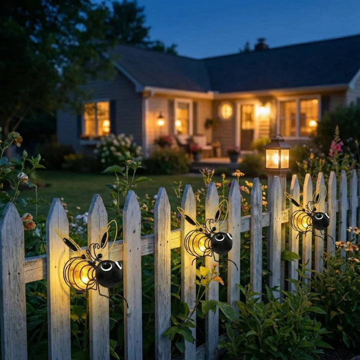 Hanging Bee Solar Light Decor for Outside