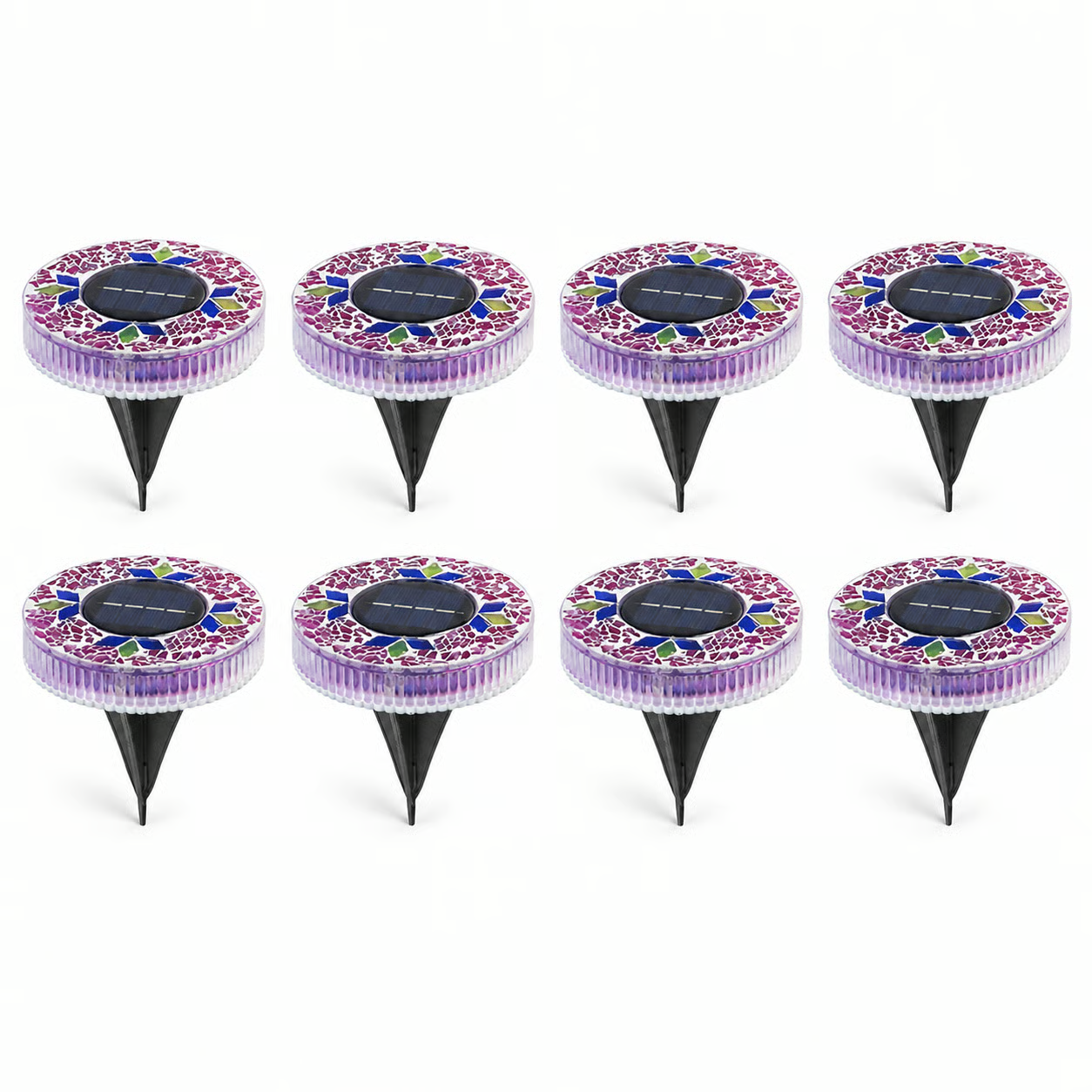 4 Pack Solar Outdoor Mosaic Disk Lights