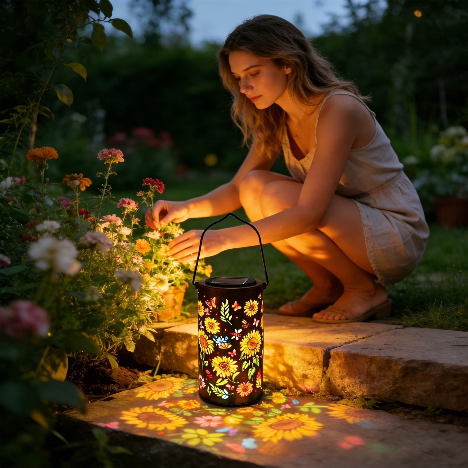 ✨Colorful Sunflower Glow Solar Garden Lantern