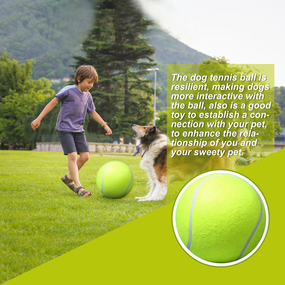 Jumbo Tennis Ball for Dogs - 9.5 Inch Giant Inflatable Dog Toy with Basketball Core