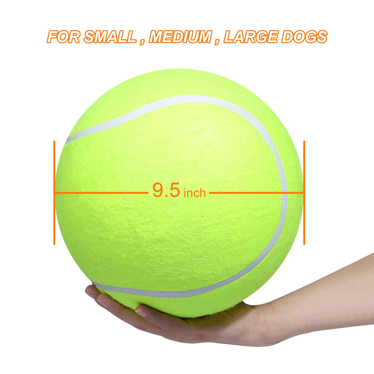 Jumbo Tennis Ball for Dogs - 9.5 Inch Giant Inflatable Dog Toy with Basketball Core