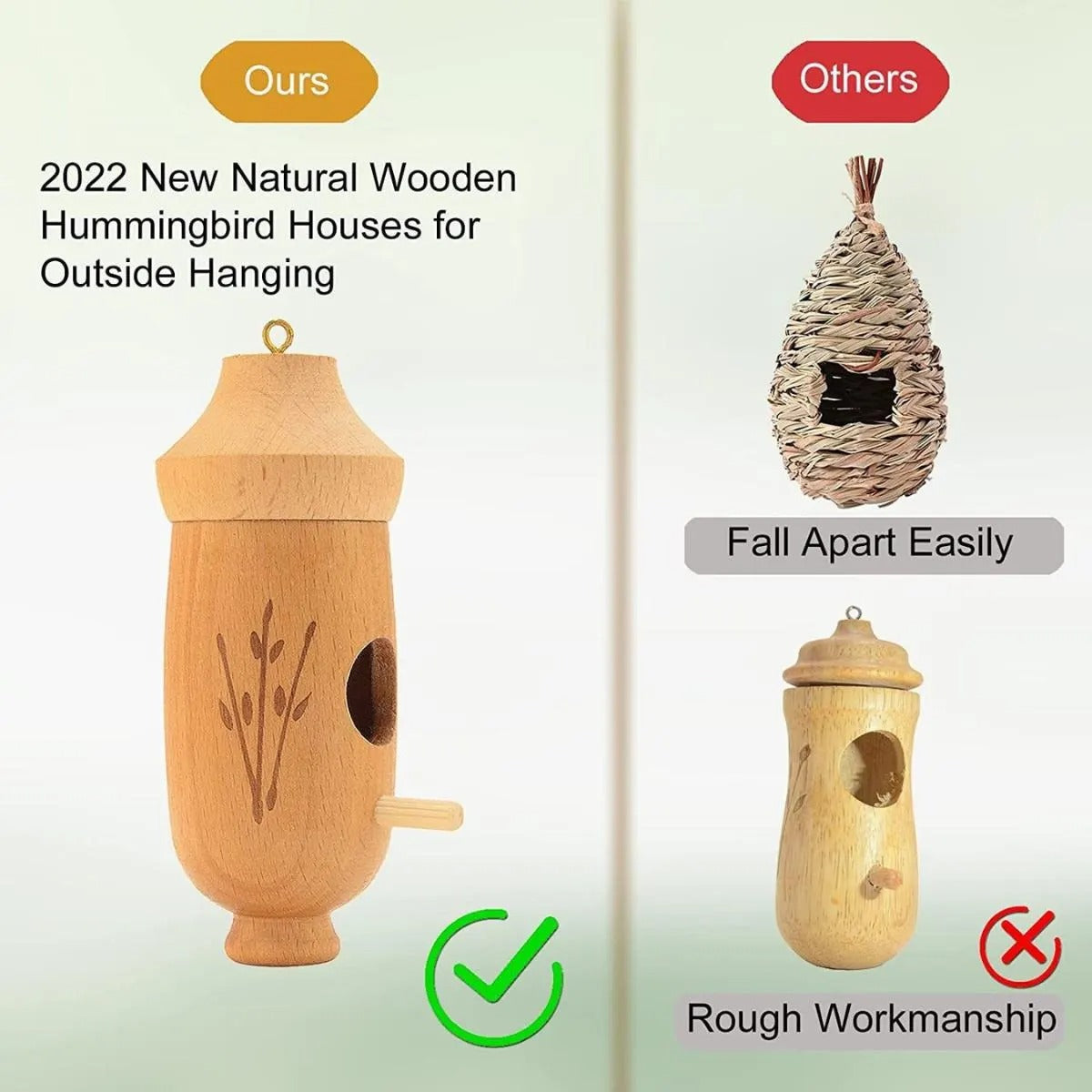 Wooden Hummingbird House - Gift for Natural Lovers