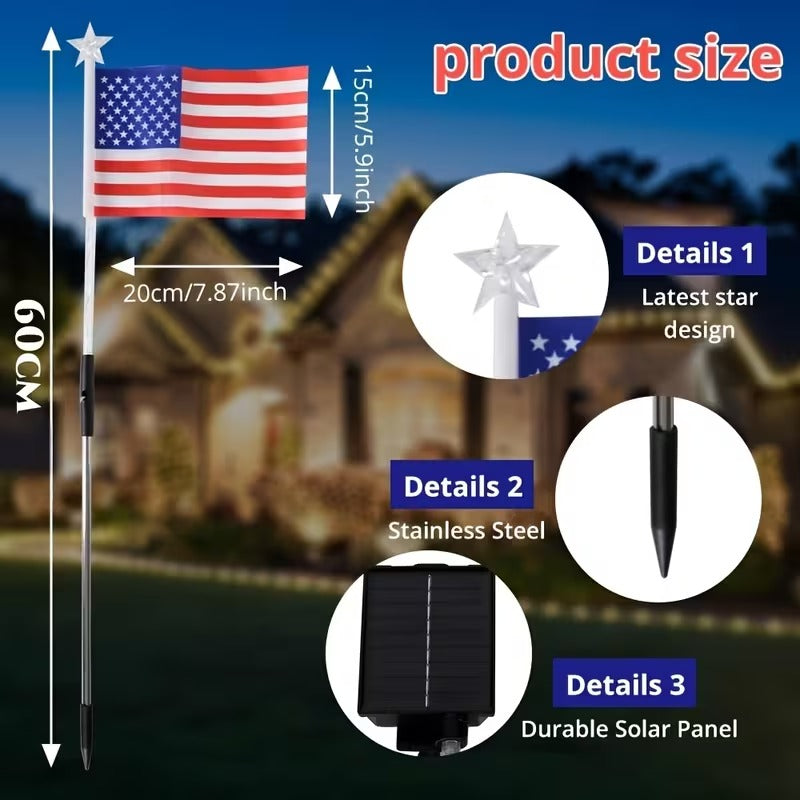 16 Pack American Flag Solar Lights Outdoor