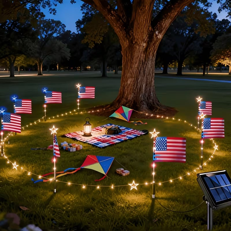 16 Pack American Flag Solar Lights Outdoor