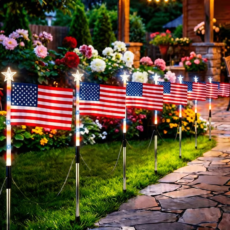 16 Pack American Flag Solar Lights Outdoor
