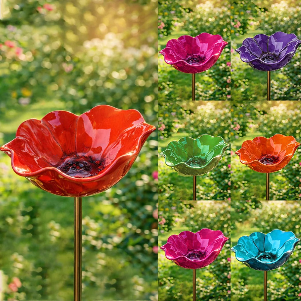 π¦ Handmade Metal Flower Garden Stake β Bird Bath & Outdoor Decor for Nature Lovers πΈ