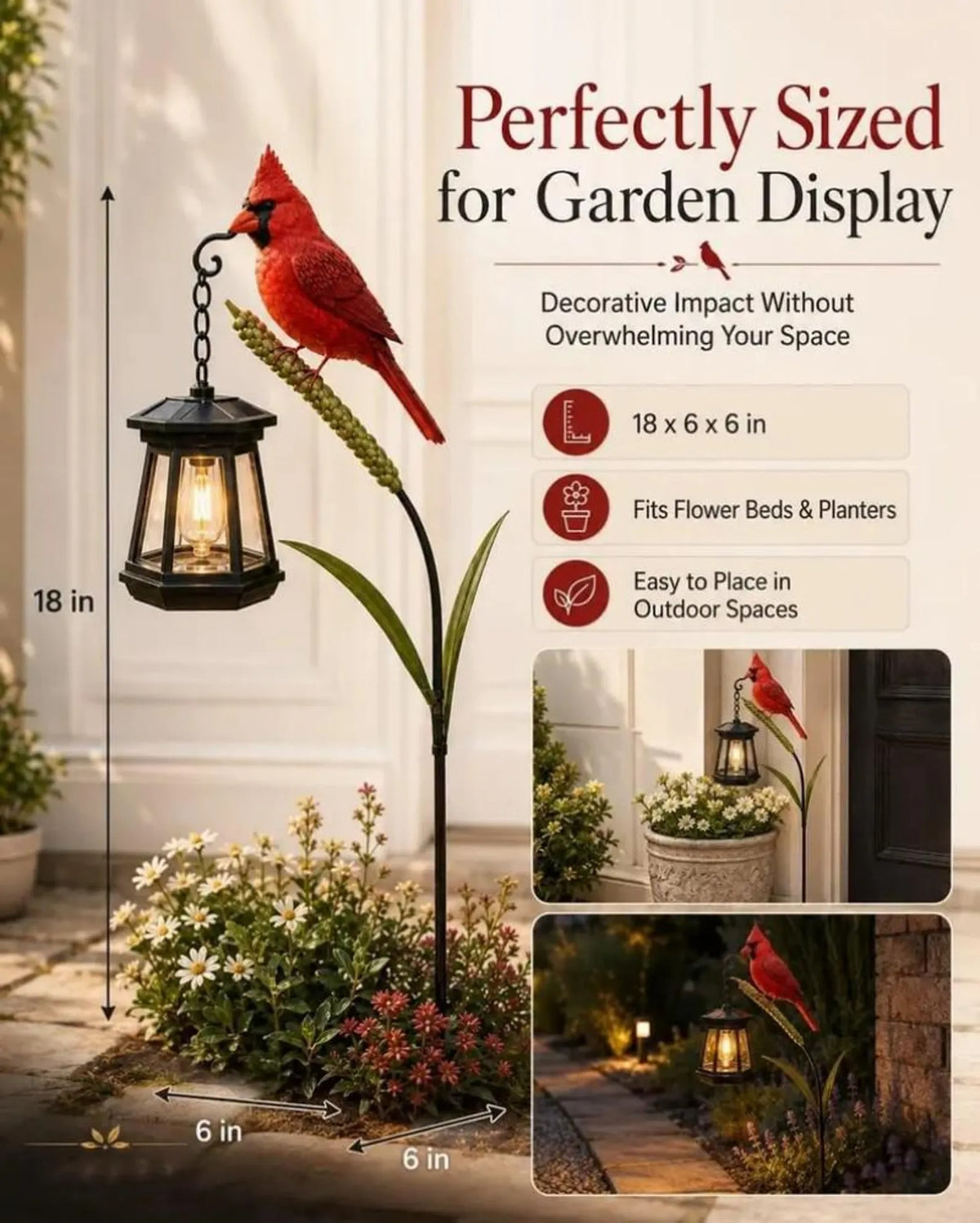 🐦 Cardinal Solar Light—A Beautiful Garden Light That Feels Full of Life