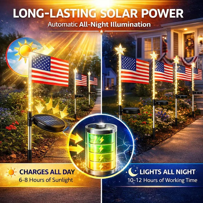 16 Pack American Flag Solar Lights Outdoor