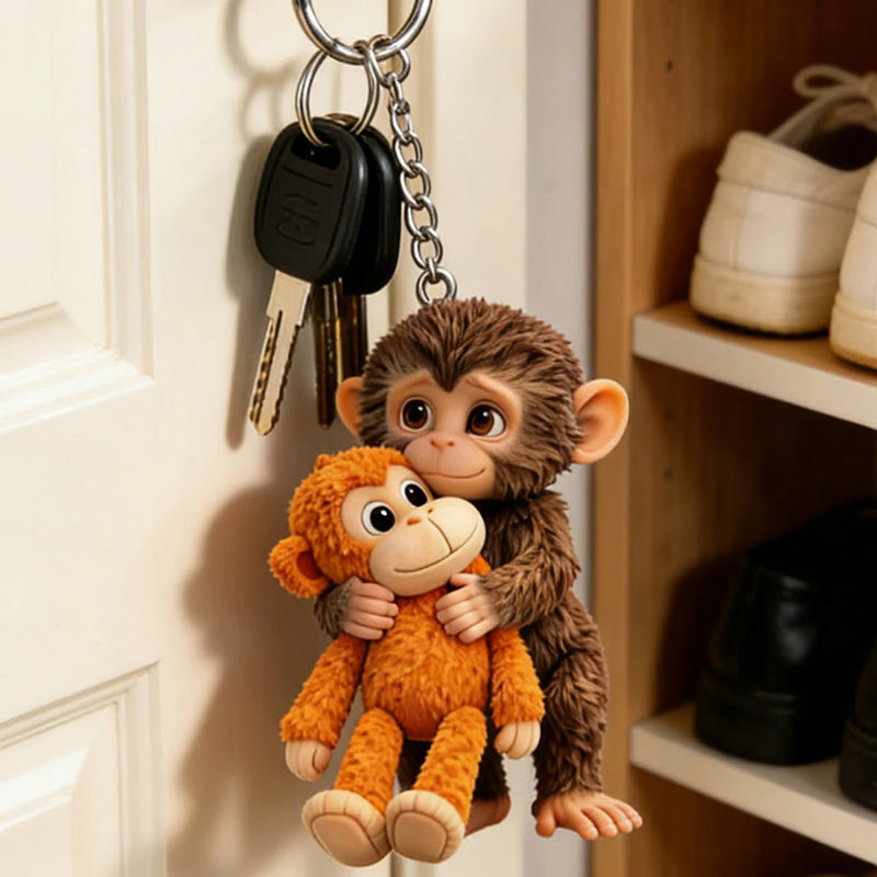๐ต 3D Viral Punch Monkey Keychain ๐๐Emotional Gift for Animal Lovers, Family, Friends, Loved Ones