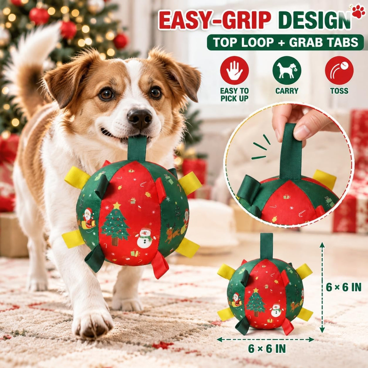 Christmas Dog Ball – Smart Rechargeable Automatic Motion Ball, Perfect Holiday Birthday Gift for Dogs